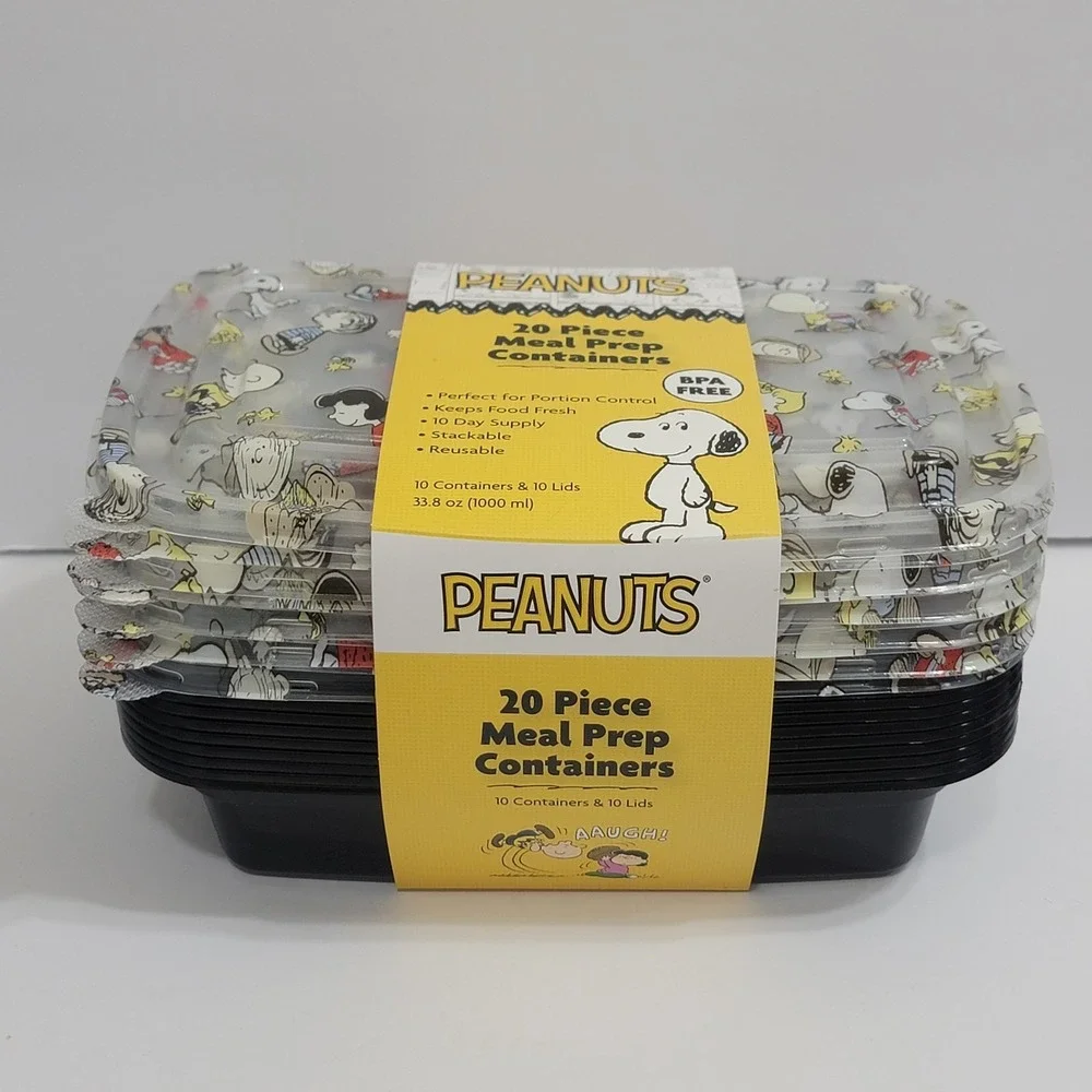 NEW Peanuts SNOOPY Charlie Brown 20 Piece Meal Prep Food Storage Containers